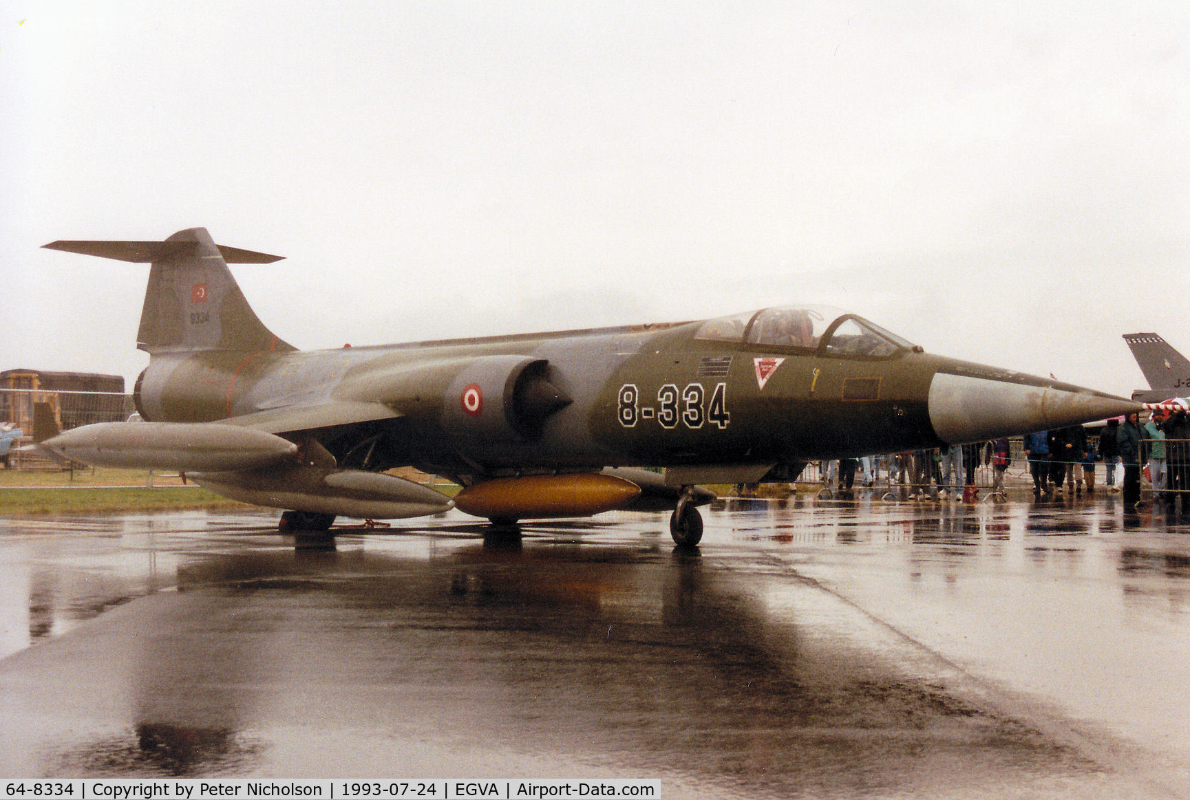 64-8334, 1964 Lockheed F-104G Starfighter C/N 683-8334, F-104G Starfighter as 8-334 of 181 Filo Turkish Air Force on display at the 1993 Intnl Air Tattoo at RAF Fairford.