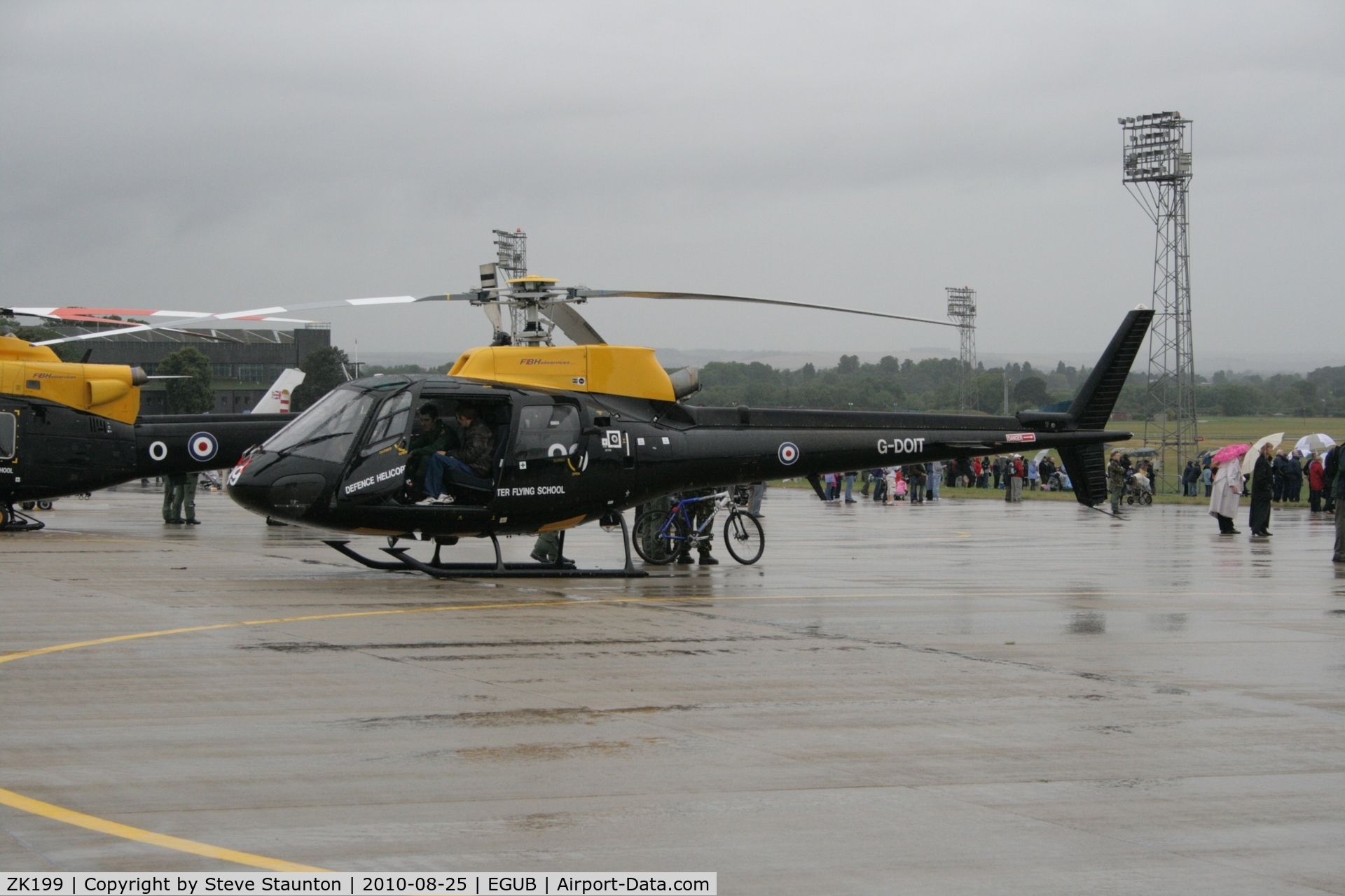 ZK199, 1986 Aerospatiale AS-350BB Squirrel HT1 C/N 1902, Taken at RAF Benson Families Day (in the pouring rain) August 2010. Note - this was formally G-DOIT