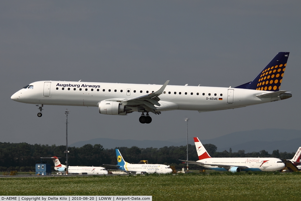 D-AEME, 2009 Embraer 195LR (ERJ-190-200LR) C/N 19000308, AUB [IQ] Augsburg Airways