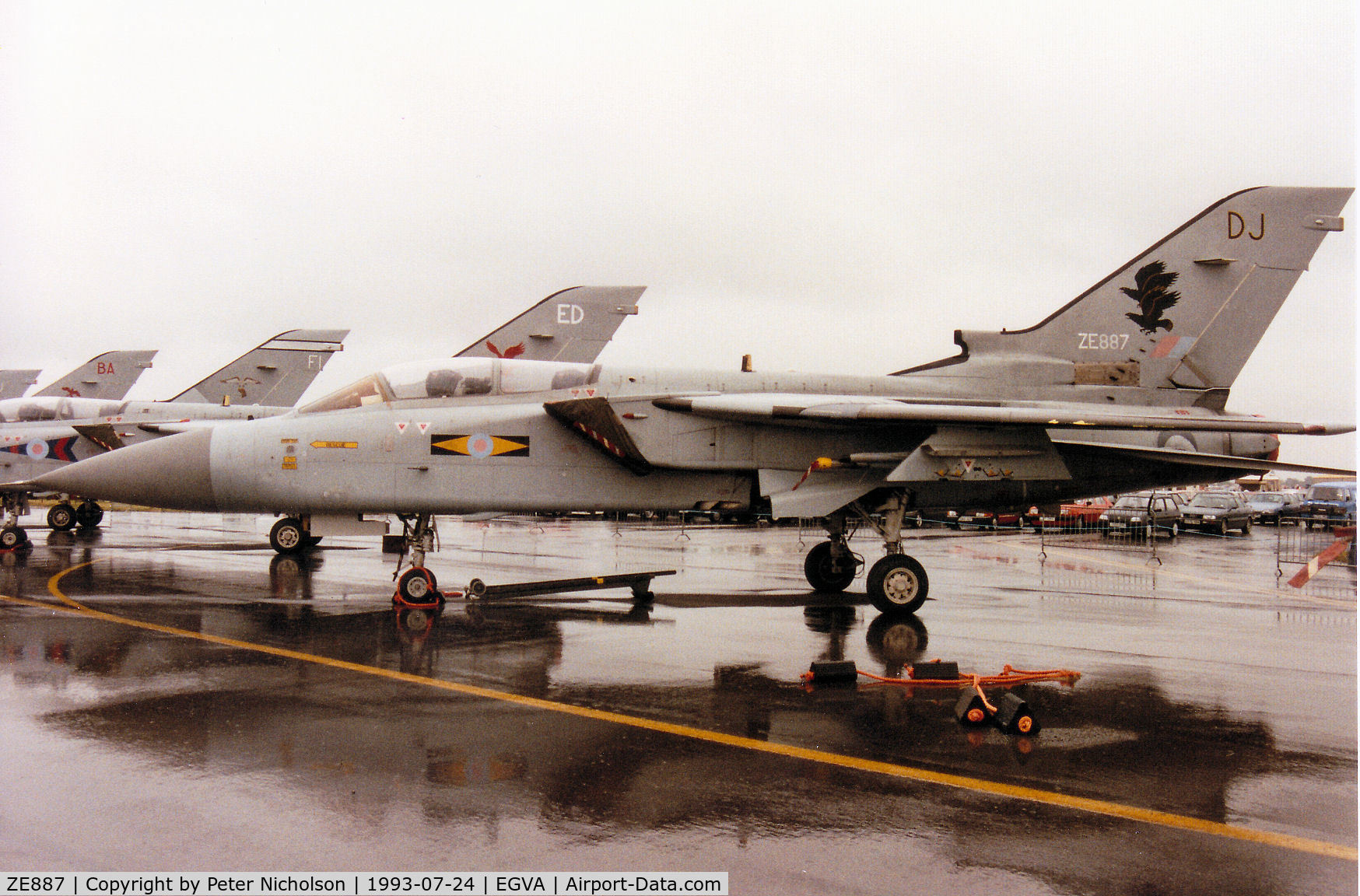 ZE887, 1988 Panavia Tornado F.3 C/N 3345, Tornado F.3, callsign Totem 1, of 11 Squadron at RAF Leeming on display at the 1993 Intnl Air Tattoo at RAF Fairford.