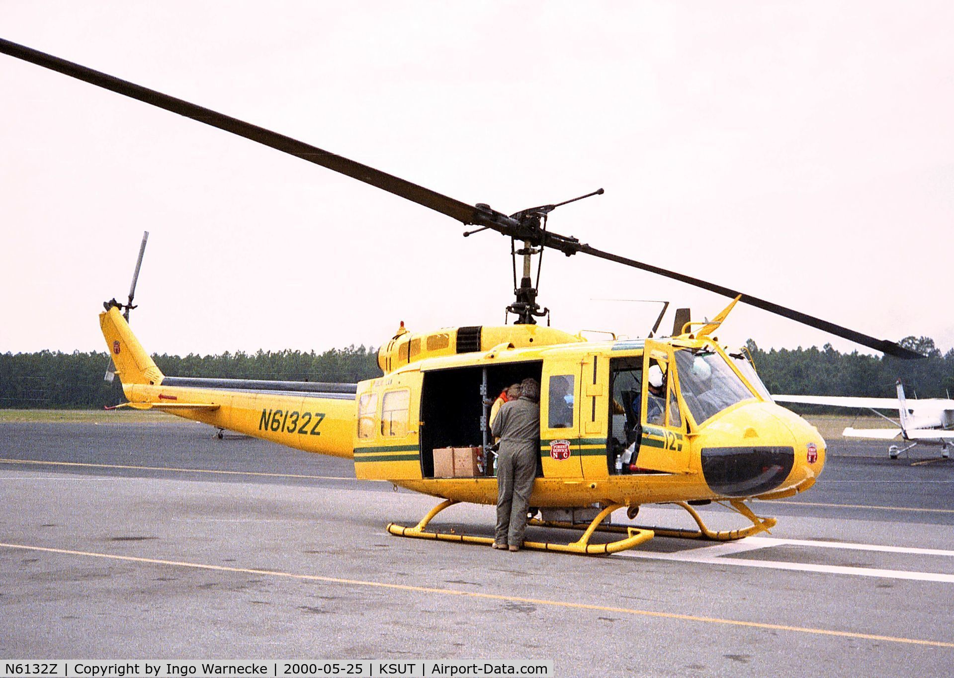 N6132Z, Bell UH-1H Iroquois C/N 68-16621, Bell UH-1H of the NC Forest Service at Brunswick County airport, Oak Island NC