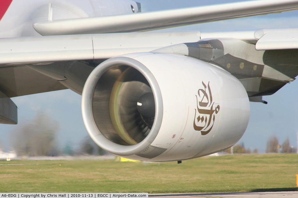 A6-EDG, 2009 Airbus A380-861 C/N 023, Engine Alliance GP7270 running at full power