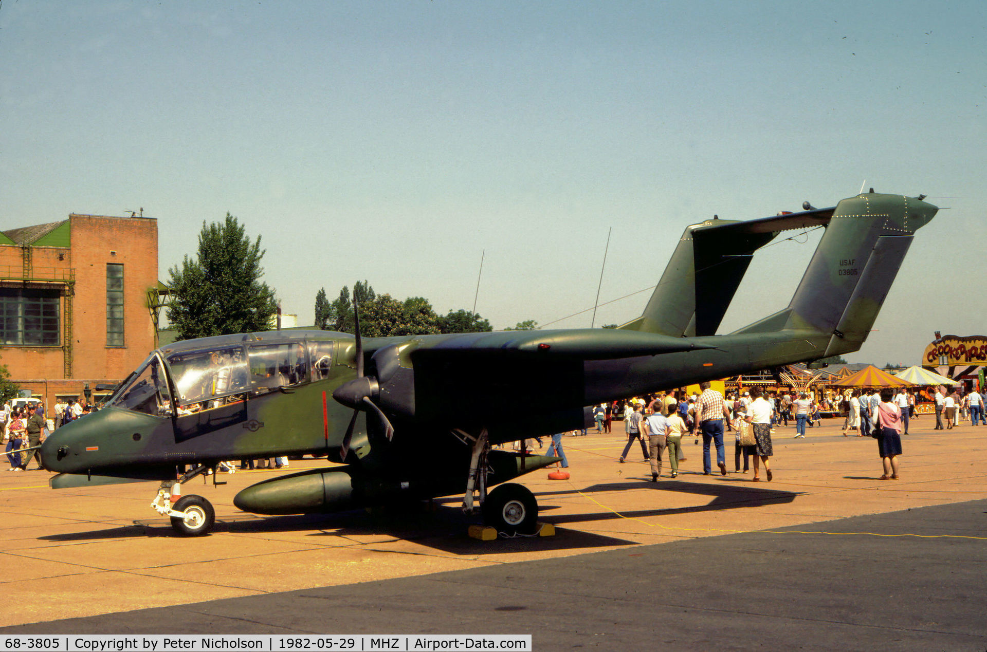 68-3805, 1968 North American Rockwell OV-10A Bronco C/N 321-131, OV-10A Bronco of the 601st Tactical Control Wing based at Sembach on display at the 1982 RAF Mildenhall Air Fete.