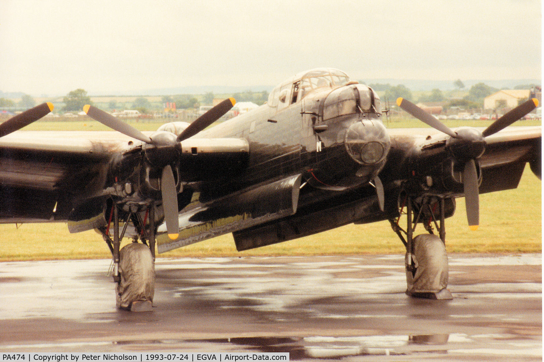 PA474, 1945 Avro 683 Lancaster B1 C/N VACH0052/D2973, Lancaster B.1 of the RAF Battle of Britain Memorial Flight based at RAF Coningsby on the flight-line at the 1993 Intnl Air Tattoo at RAF Fairford.