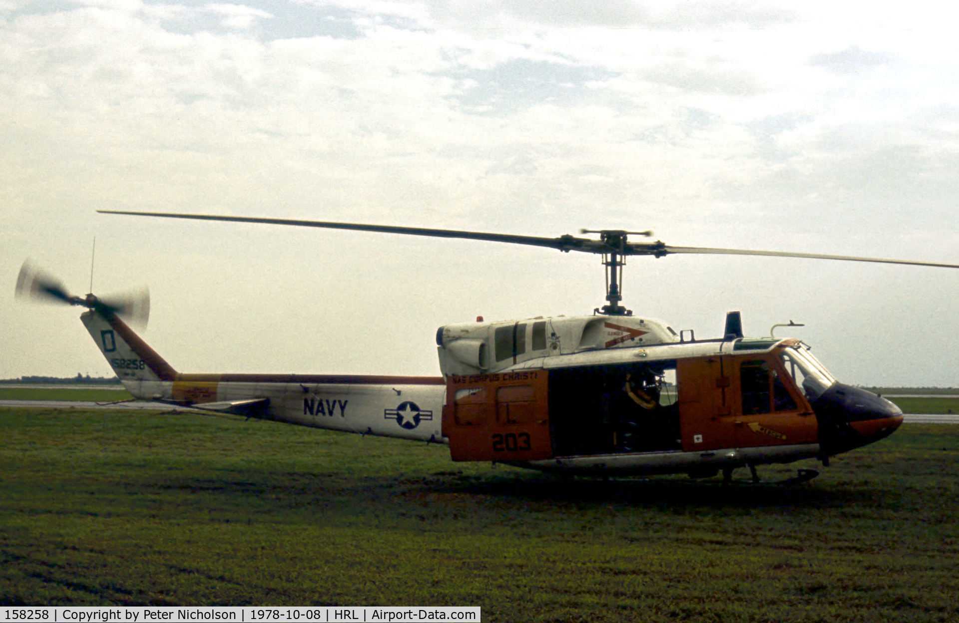 158258, Bell UH-1N Iroquois C/N 31429, UH-1N Iroquois of Helicopter Training Squadron HT-18 at Whiting Field on display at the 1978 Confederate Air Force's Harlingen Airshow.