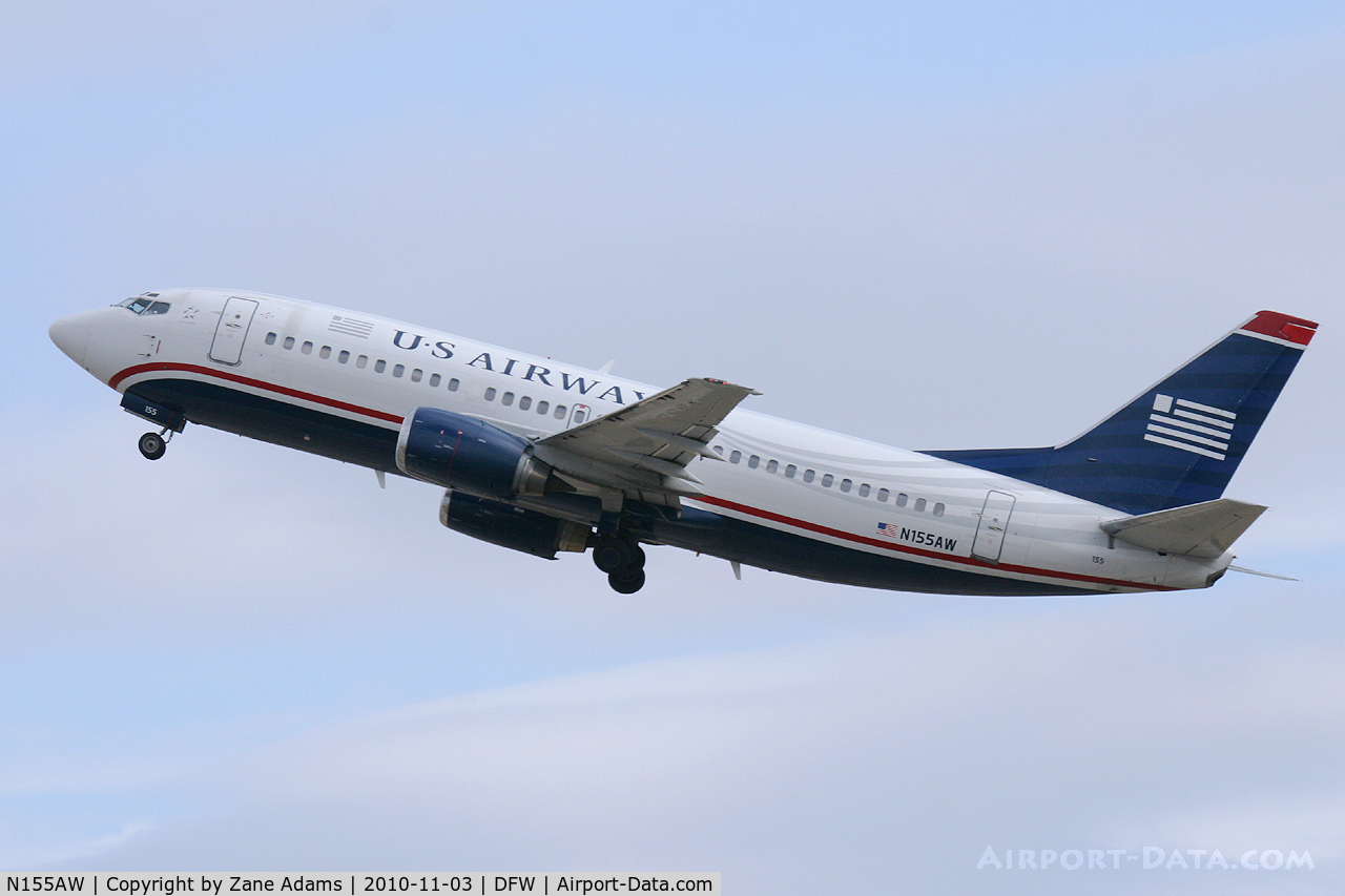 N155AW, 1987 Boeing 737-3G7 C/N 23777, US Airways departing at DFW