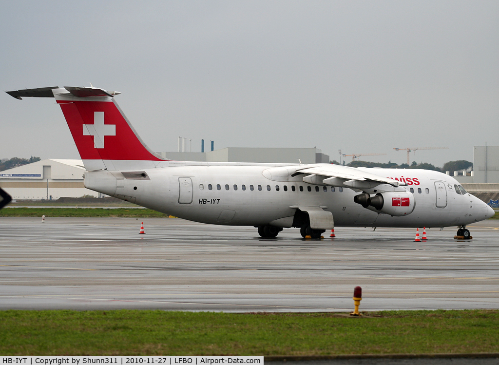 HB-IYT, 2000 British Aerospace Avro 146-RJ100 C/N E3380, Parked at the General Aviation area... Edelweiss Air flight...