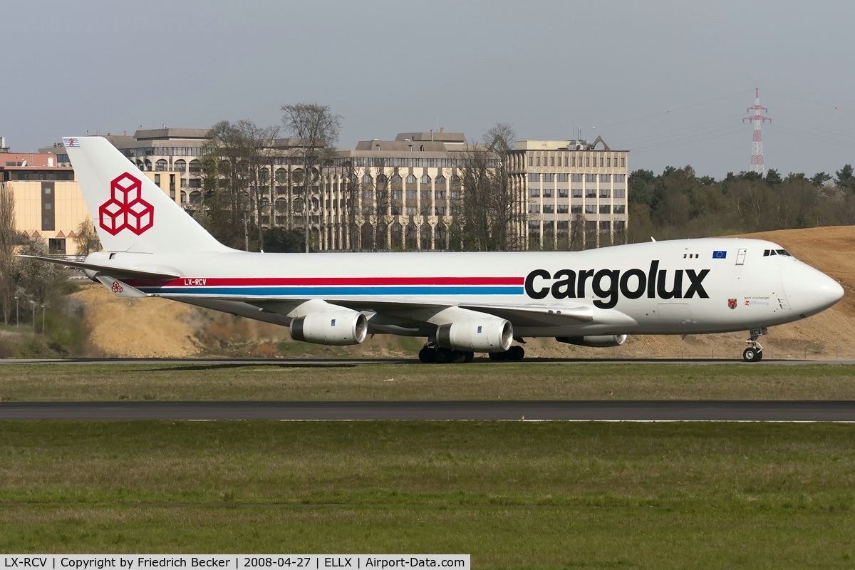 LX-RCV, 1999 Boeing 747-4R7F C/N 30400, taxying to the cargo center