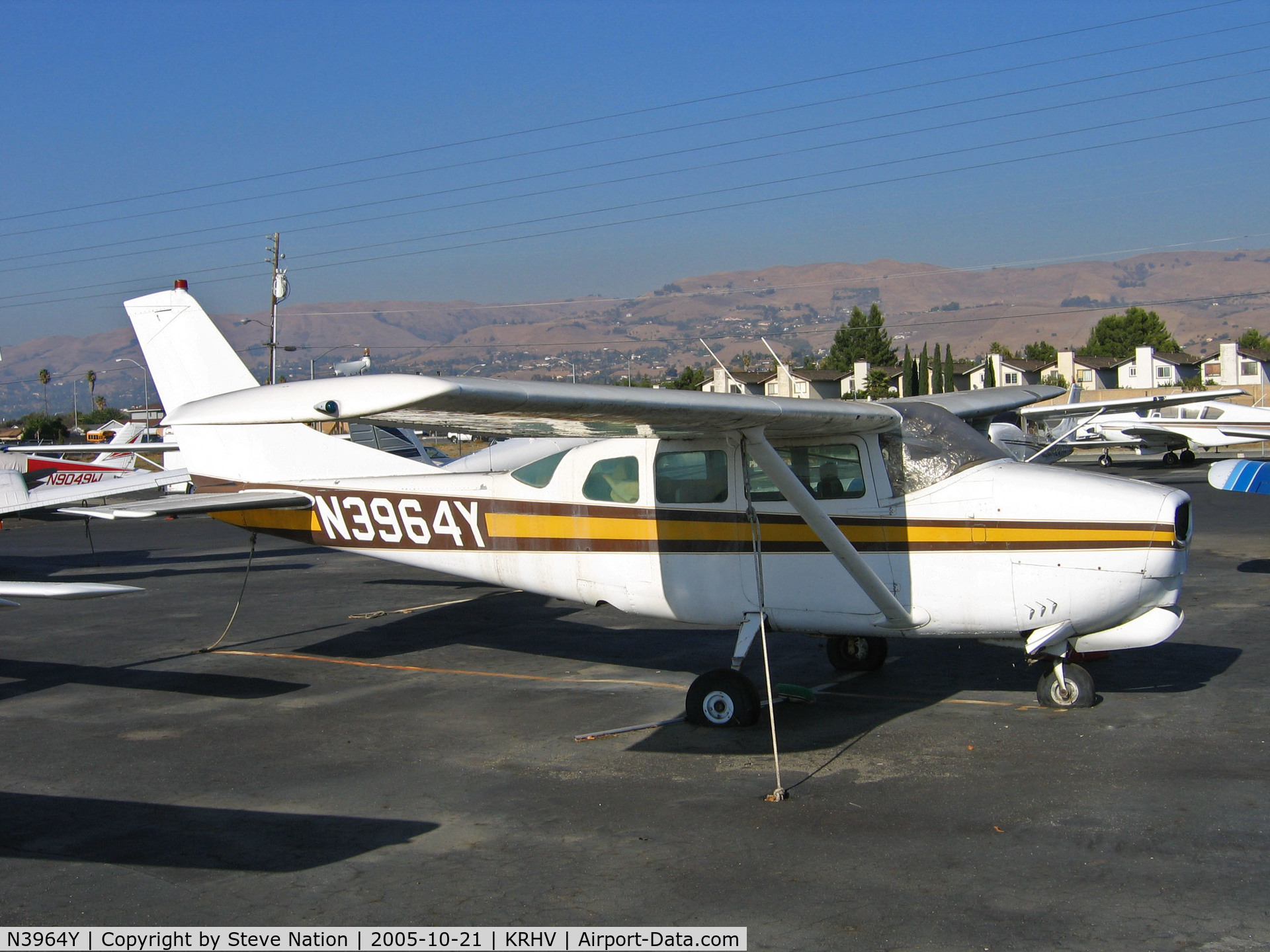 N3964Y, 1964 Cessna 210D Centurion C/N 21058464, Locally-based 1964 Cessna 210D minus prop but basking in brilliant sunshine @ Reid-Hillview (originally Reid's Hillview) Airport, San Jose, CA