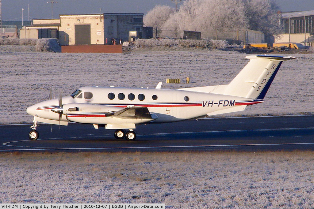 VH-FDM, 2010 Hawker Beechcraft B200C C/N BL-161, Diversion into Birmingham en route Reyjavik to Athens on delivery to Royal Flying Doctor Service of Australia  . Temperature at Birmingham was minus 10C - about 50C difference to where it will be based in OZ !!!