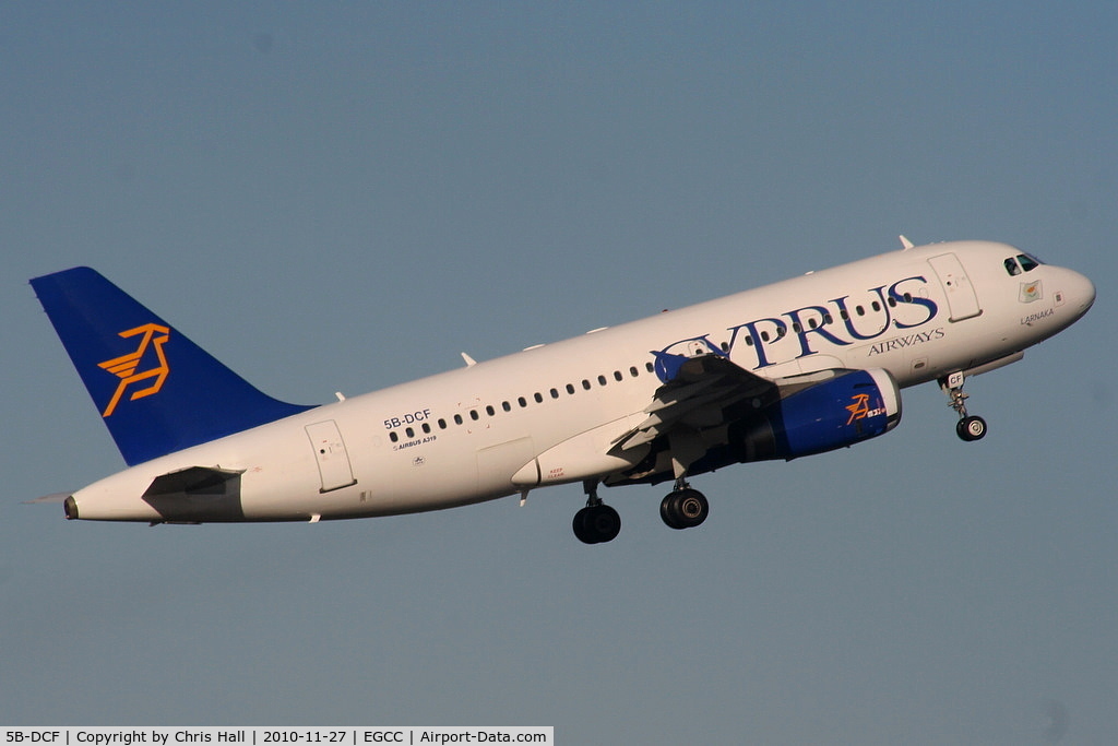 5B-DCF, 2006 Airbus A319-132 C/N 2718, Cyprus Airways A319 departing from RW05L