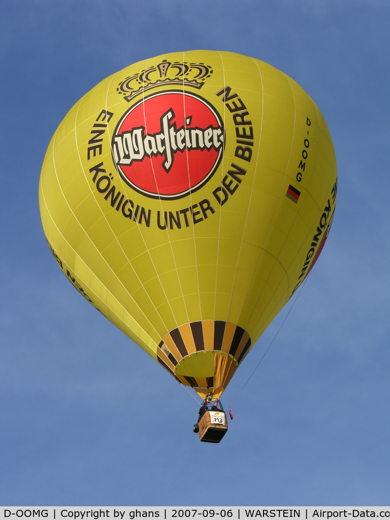D-OOMG, 1999 Schroeder Fire Balloons G24/16 C/N 736, WIM 2007 'Warsteiner'