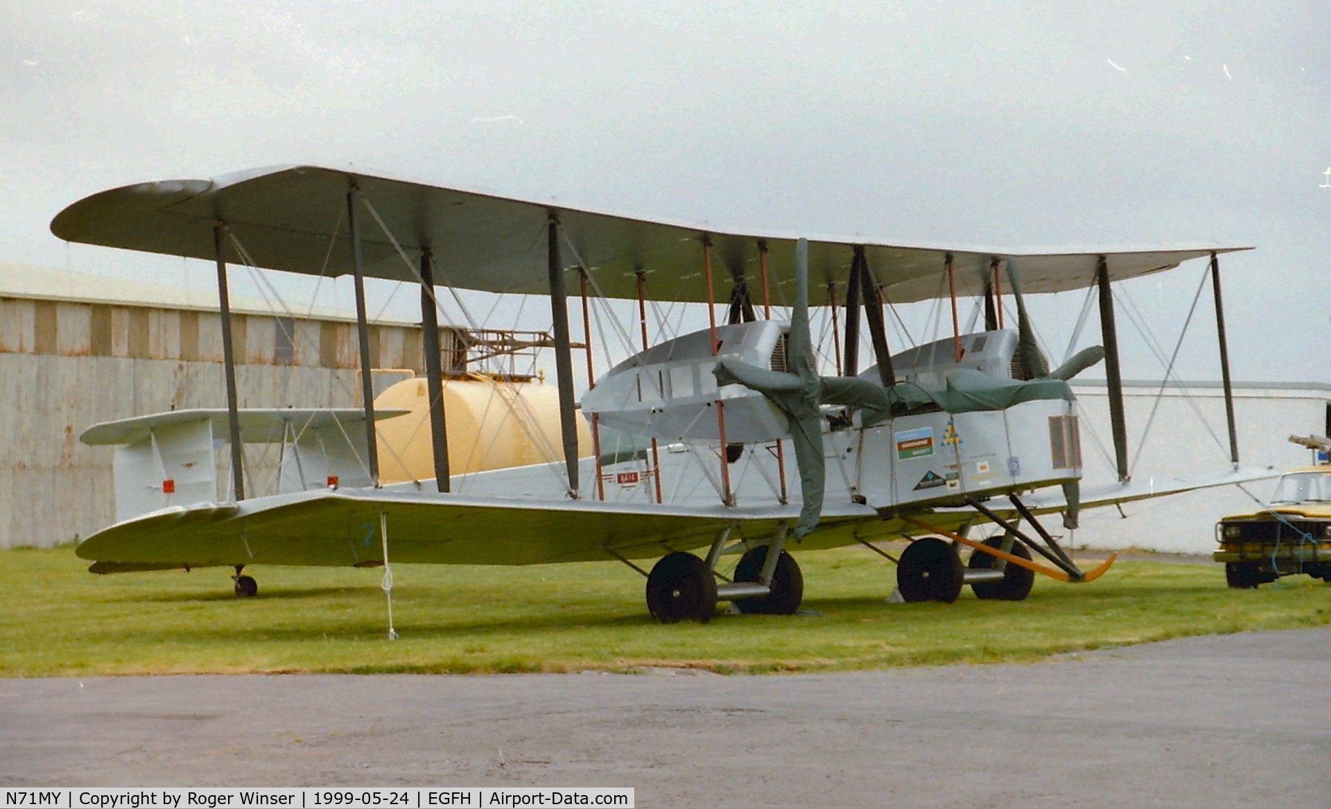 N71MY, 1994 Vickers FB-27A Vimy (replica) C/N 01, Unexpected stopover. Strong westerly winds prevented the Vimy's planned flight to Eire.