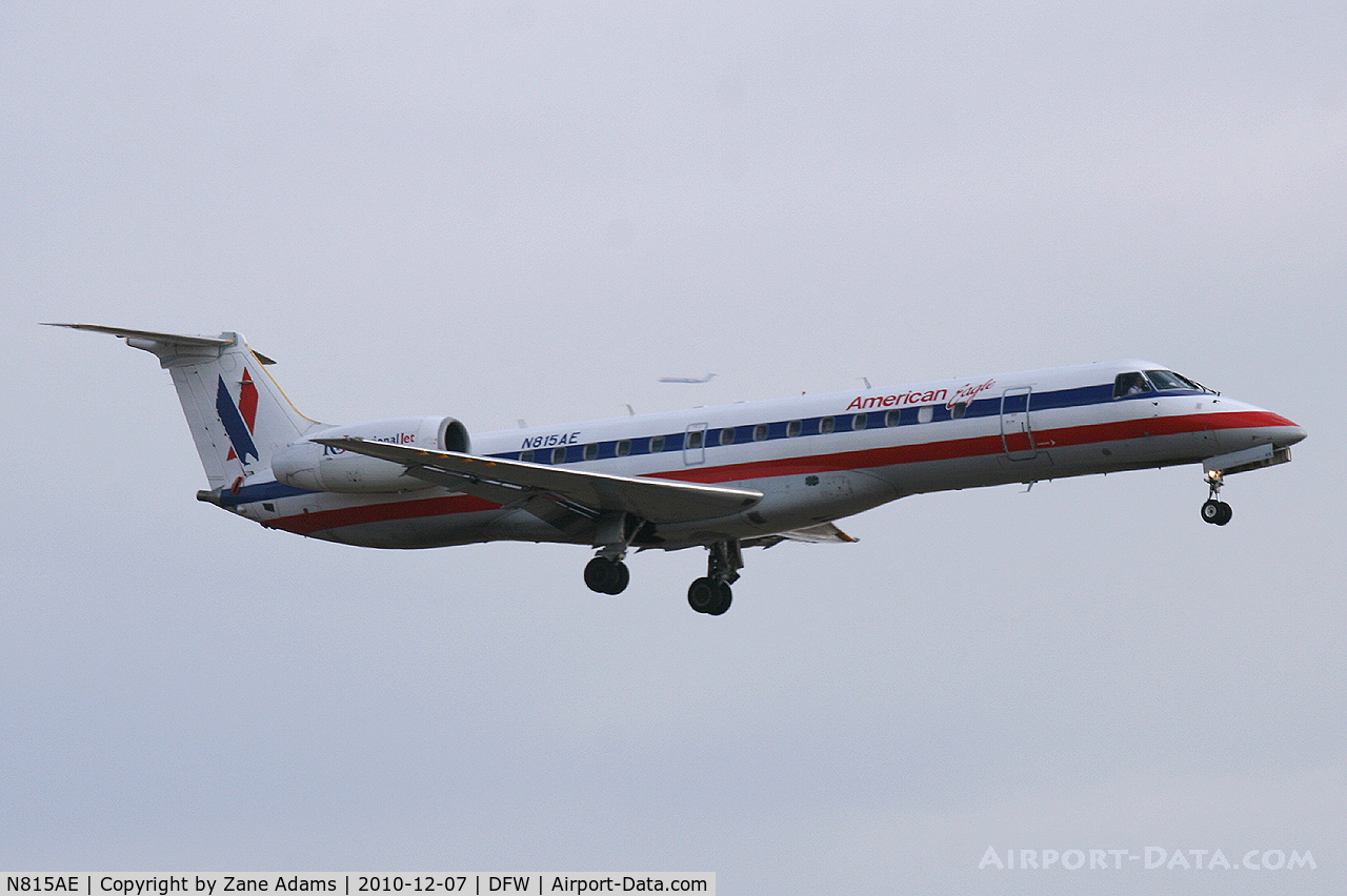 N815AE, 2002 Embraer ERJ-140LR (EMB-135KL) C/N 145545, American Eagle landing at DFW Airport, TX