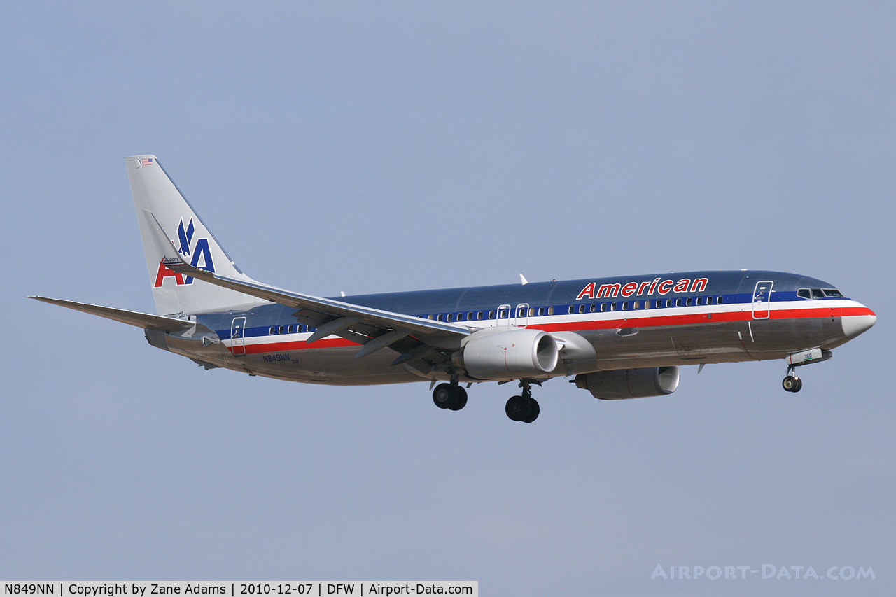N849NN, Boeing 737-823 C/N 33213, American Airlines landing at DFW Airport - TX