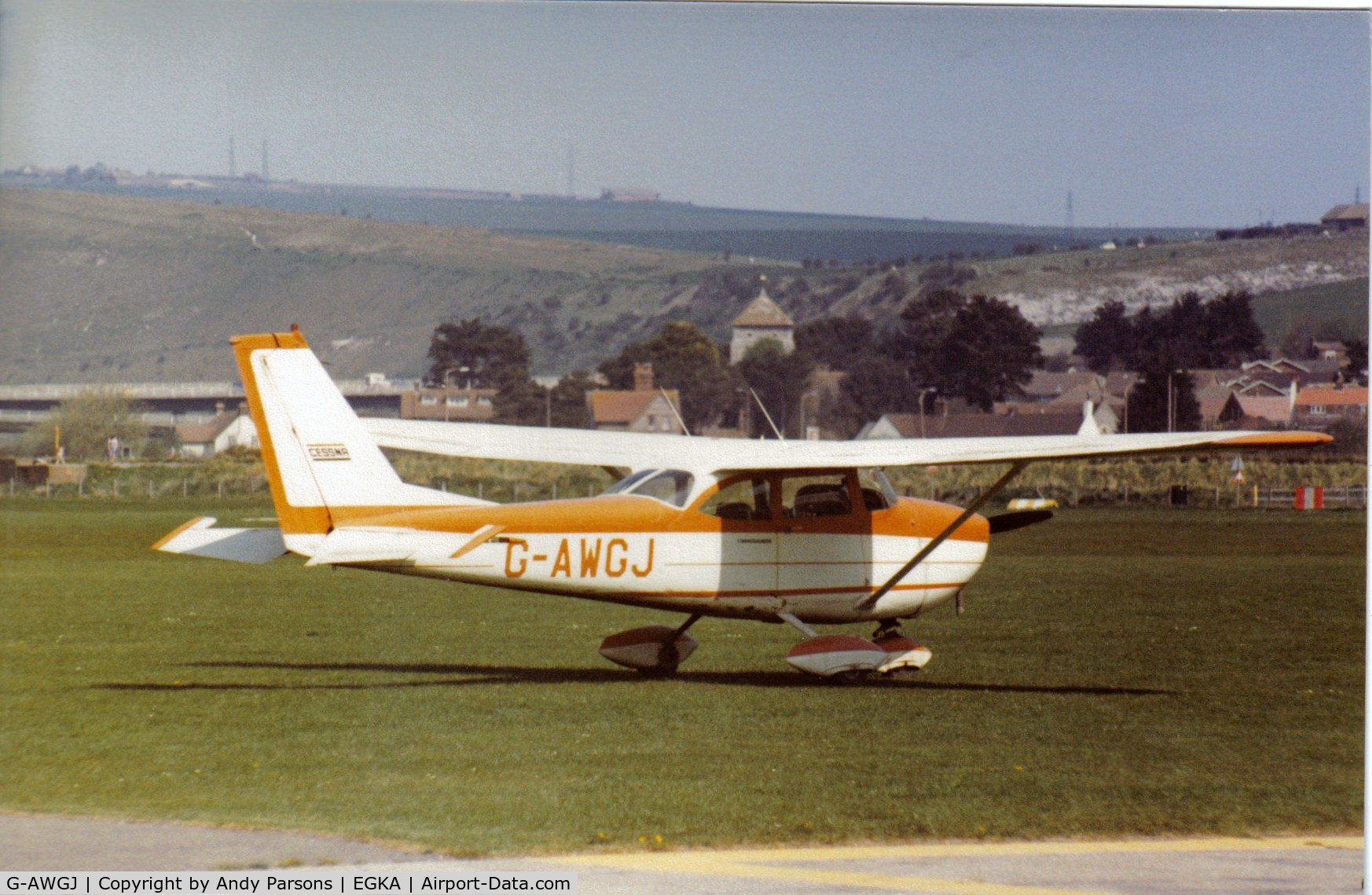 G-AWGJ, 1968 Reims F172H Skyhawk C/N 0531, Taken in the late 70s at |Shoreham (scanned print)