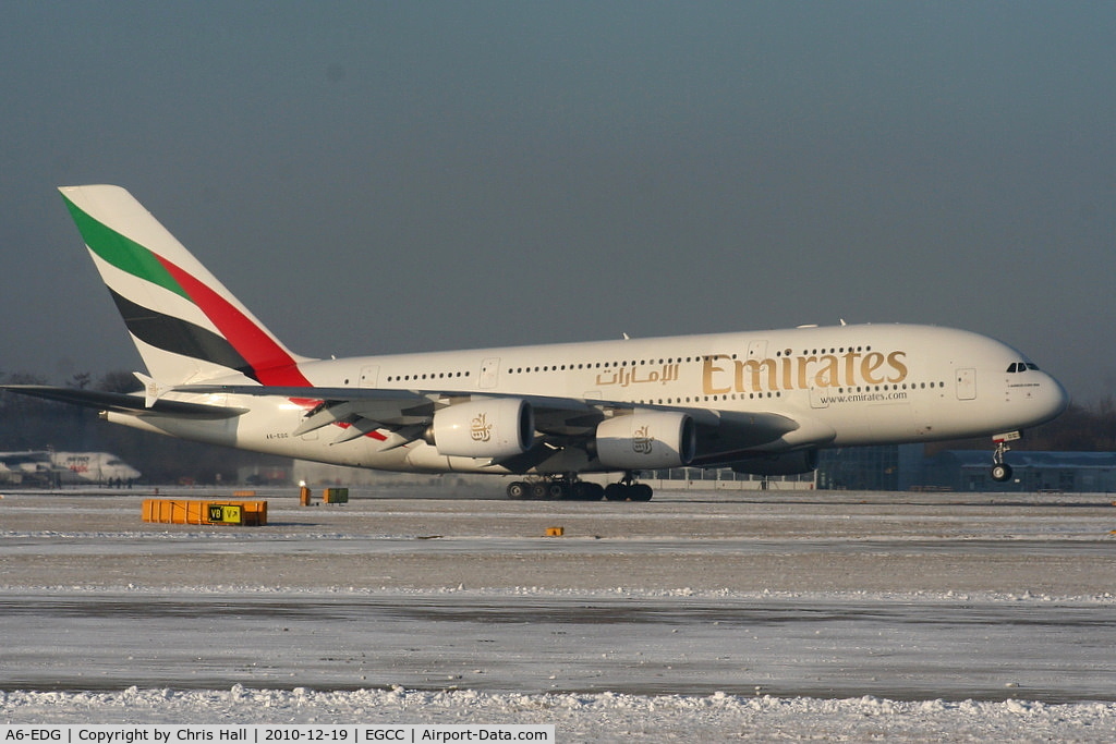 A6-EDG, 2009 Airbus A380-861 C/N 023, Emirates A380 landing on RW05L