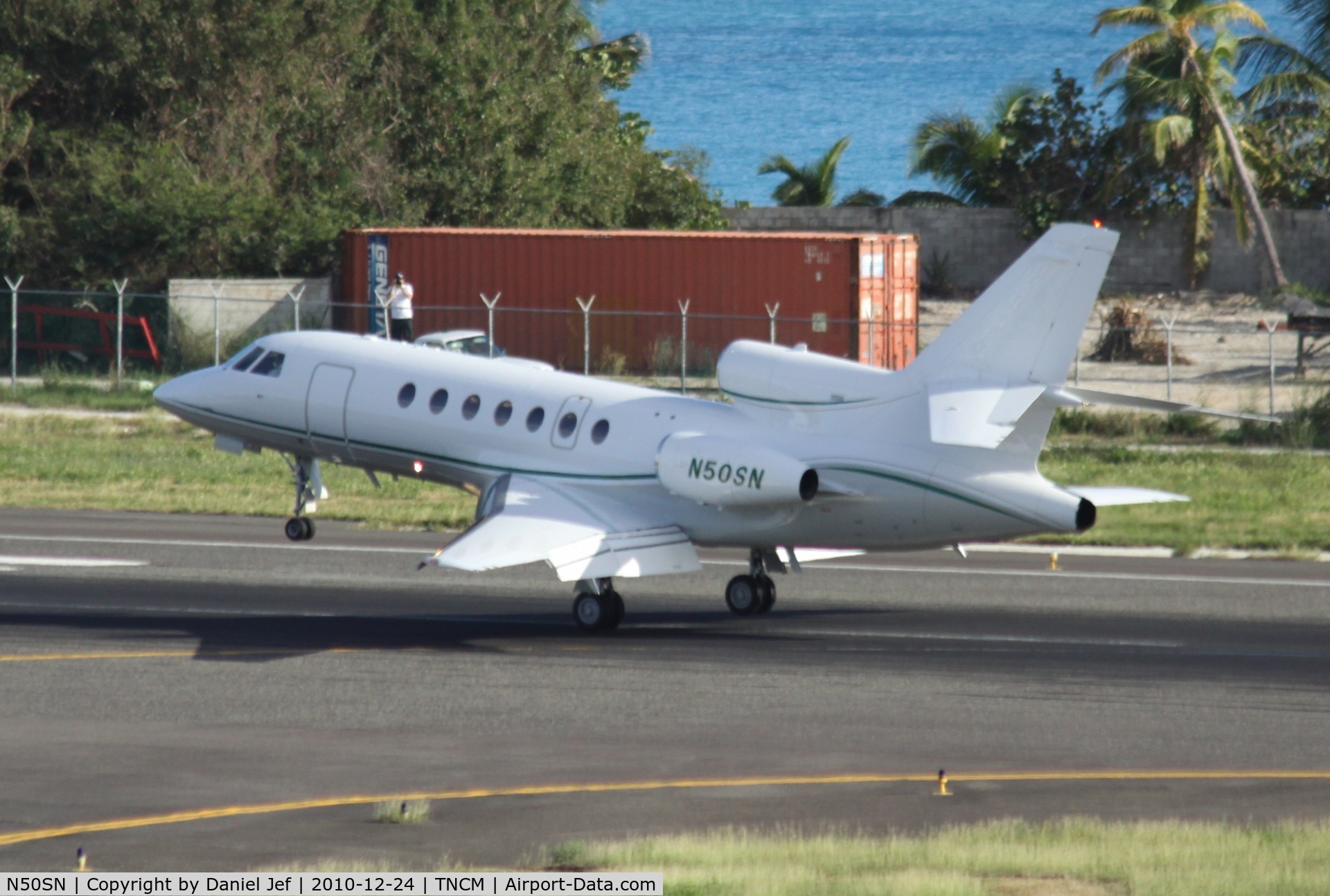 N50SN, 2000 Dassault Falcon 50 C/N 310, N50SN landing at TNCM