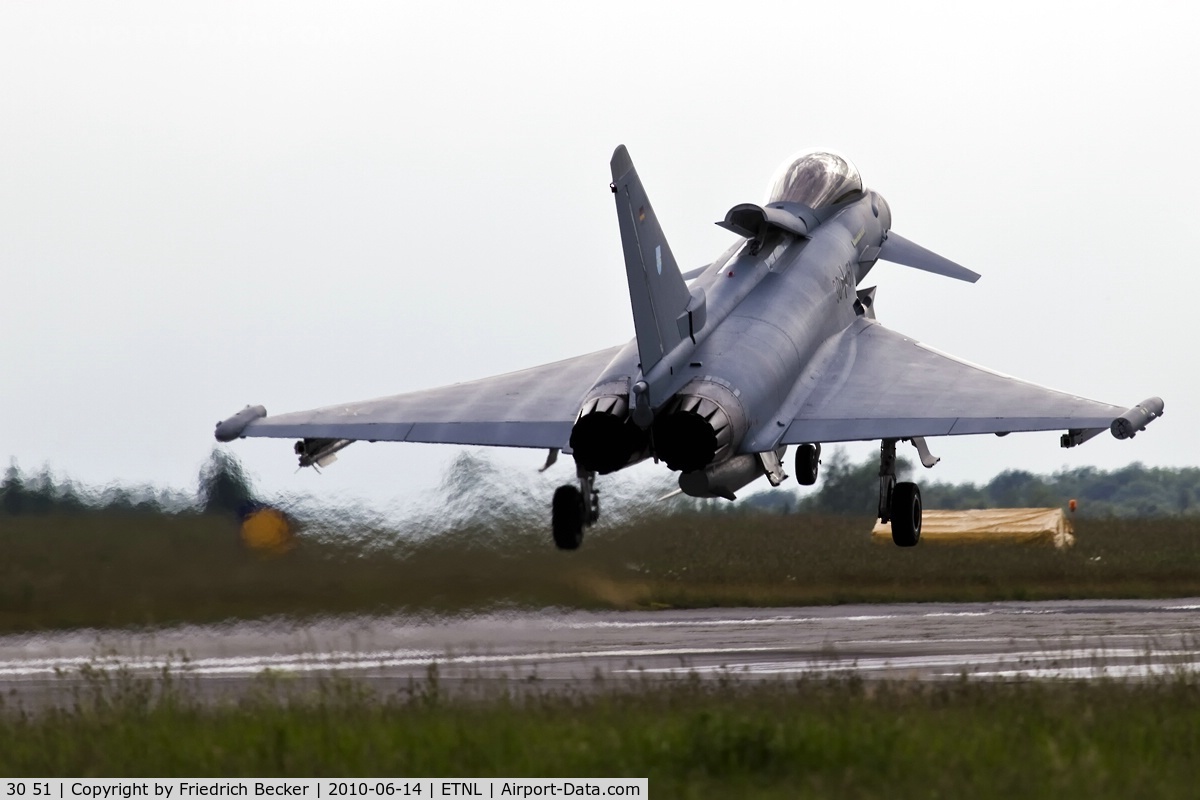 30 51, Eurofighter EF-2000 Typhoon S C/N GS036, moments prior touchdown