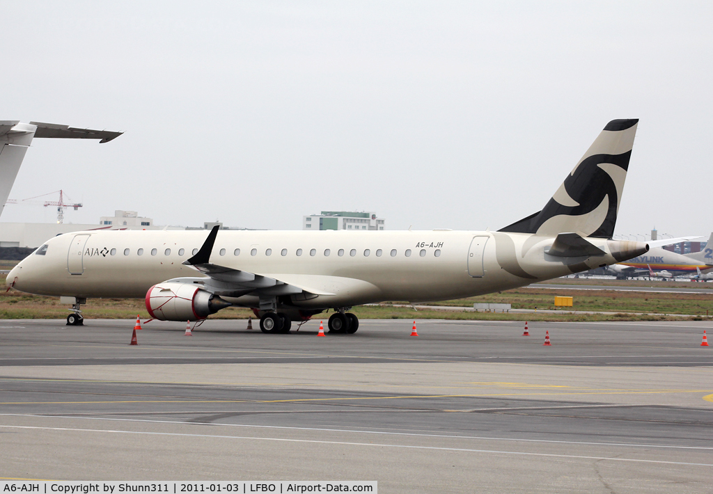 A6-AJH, 2009 Embraer ERJ-190-100ECJ Lineage 1000 C/N 19000140, Parked at the General Aviation area...