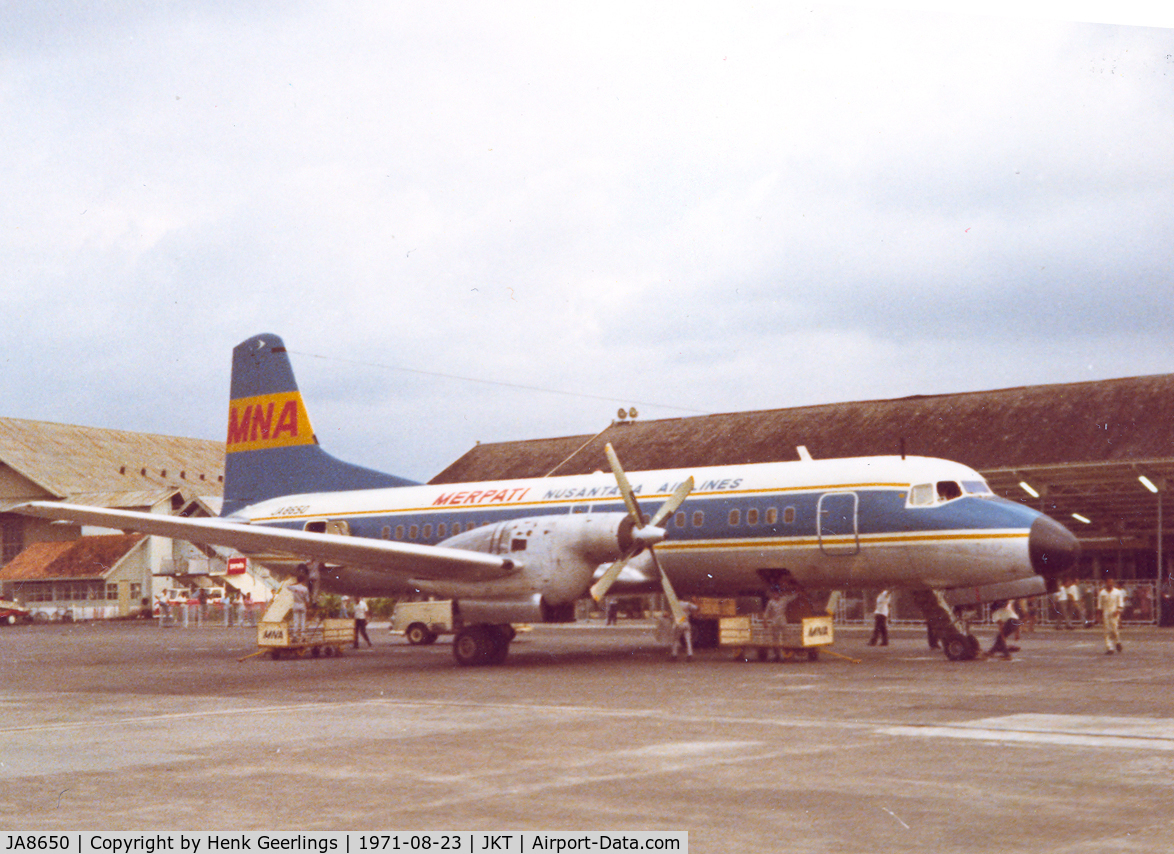 JA8650, 1965 NAMC YS-11-102 C/N 2013, Merpati YS-11 at Kamayoran Airport Aug 1971