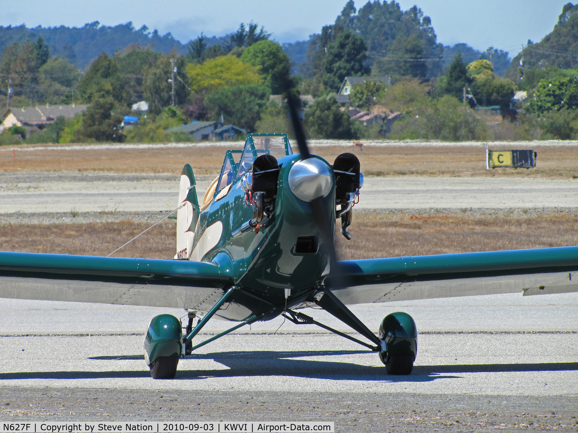 N627F, 2005 Fisher Steven C Sky Dancer C/N 001, Near head-on view of 2005 Fisher Sky Dancer homebuilt taxiing at 2010 Watsonville Fly-In