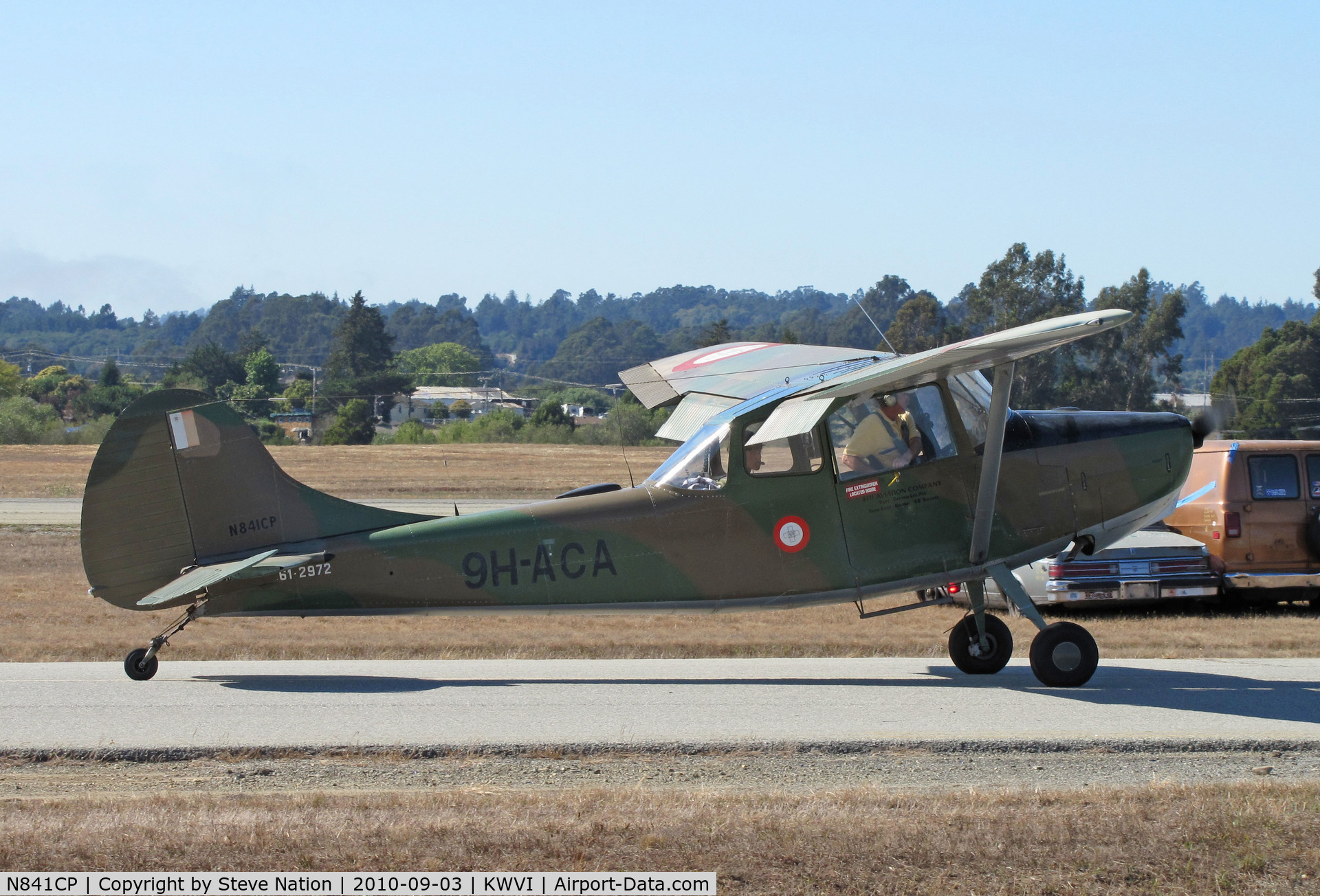 N841CP, 1961 Cessna O-1E Bird Dog C/N 305M-0018, Cessna L-19E ex Malta DF 61-2972 taxiing at 2010 Watsonville Fly-In
