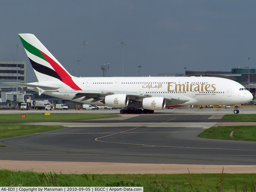 A6-EDI, 2009 Airbus A380-861 C/N 028, One of the first Emirates A380s inh MAN