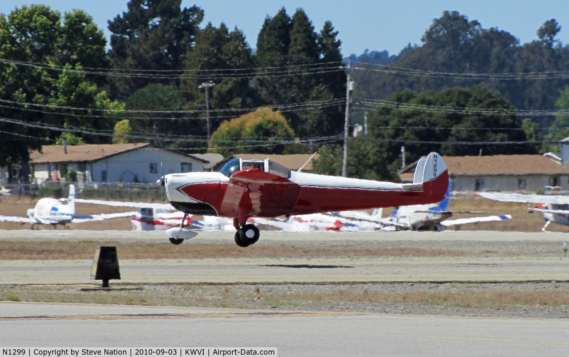 N1299, 1947 Erco 415E Ercoupe C/N 4590, 1947 Ercoupe 415-E landing at 2010 Watsonville Fly-In