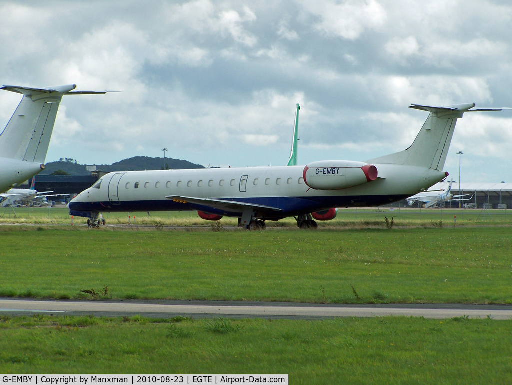 G-EMBY, 2002 Embraer EMB-145EU (ERJ-145EU) C/N 145617, One of a number of ex Flybe/BA E145s stored at Exeter still