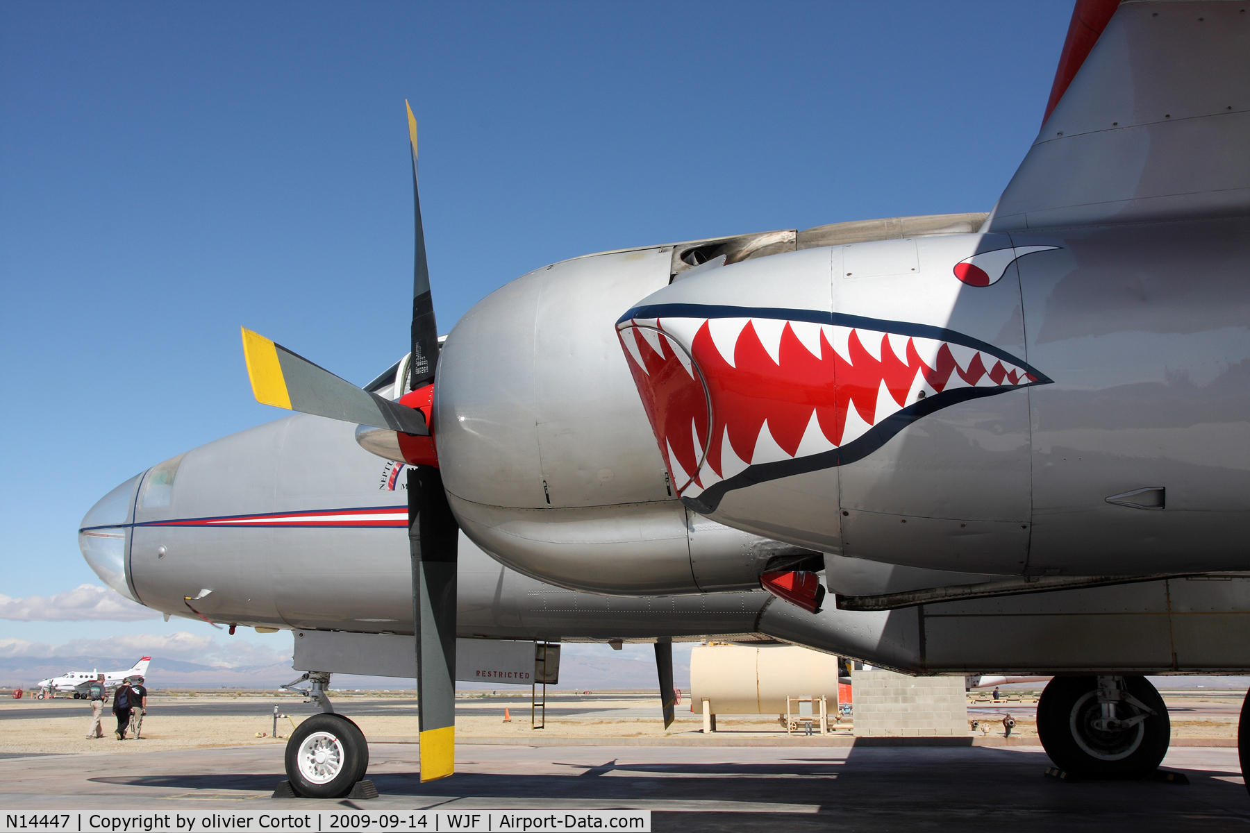 N14447, 1955 Lockheed P2V-7 Neptune C/N 8010, turbojet engine close-up