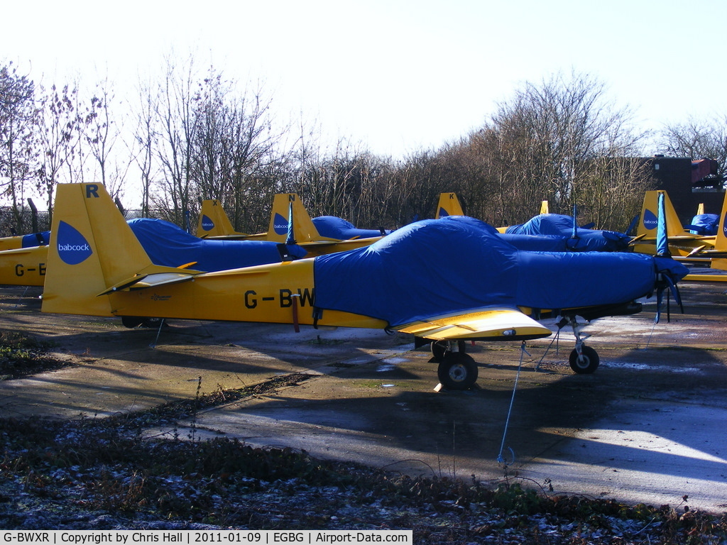 G-BWXR, 1997 Slingsby T-67M-260 Firefly C/N 2252, ex Babcock Defence Services, still in storage at Leicester