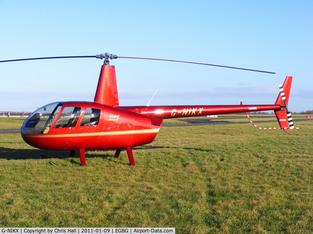 G-NIKX, 2008 Robinson R44 Raven II C/N 12306, owned by Peter Holloway, who also owns a collection of Miles aircraft