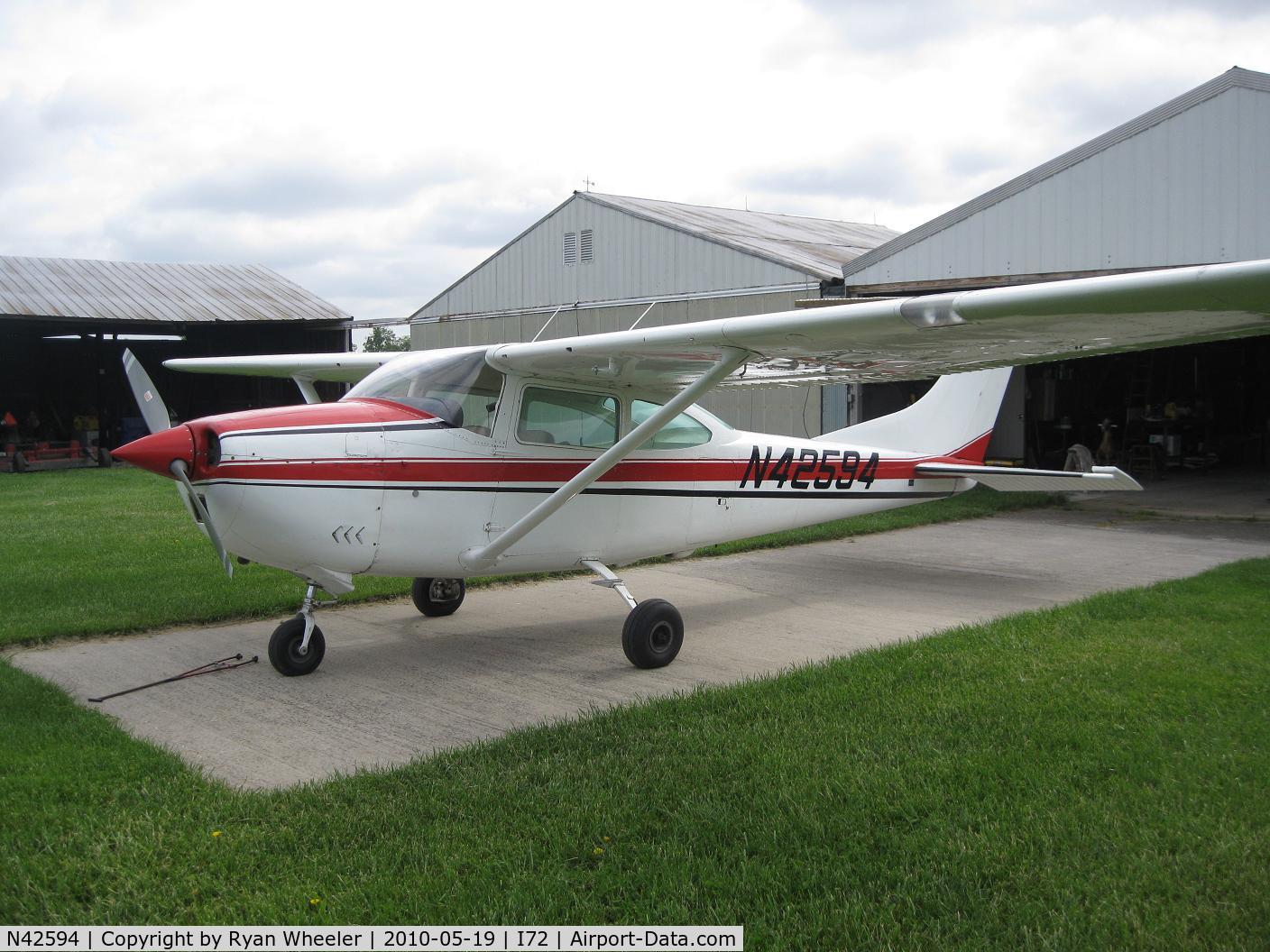 N42594, 1968 Cessna 182L Skylane C/N 18259095, Outside the hangar at Westfield, IN