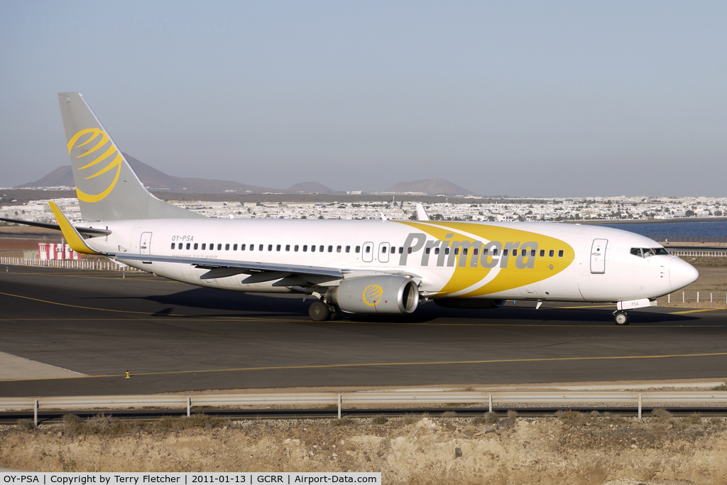OY-PSA, 2007 Boeing 737-8Q8 C/N 30688, Primera Air's 2007 BOEING 737-8Q8/W, c/n: 30688 at Lanzarote