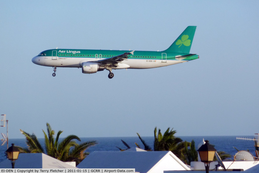 EI-DEN, 2005 Airbus A320-214 C/N 2432, 2005 Airbus A320-214, c/n: 2432 of Aer Lingus descends over Matagorda , Lanzarote