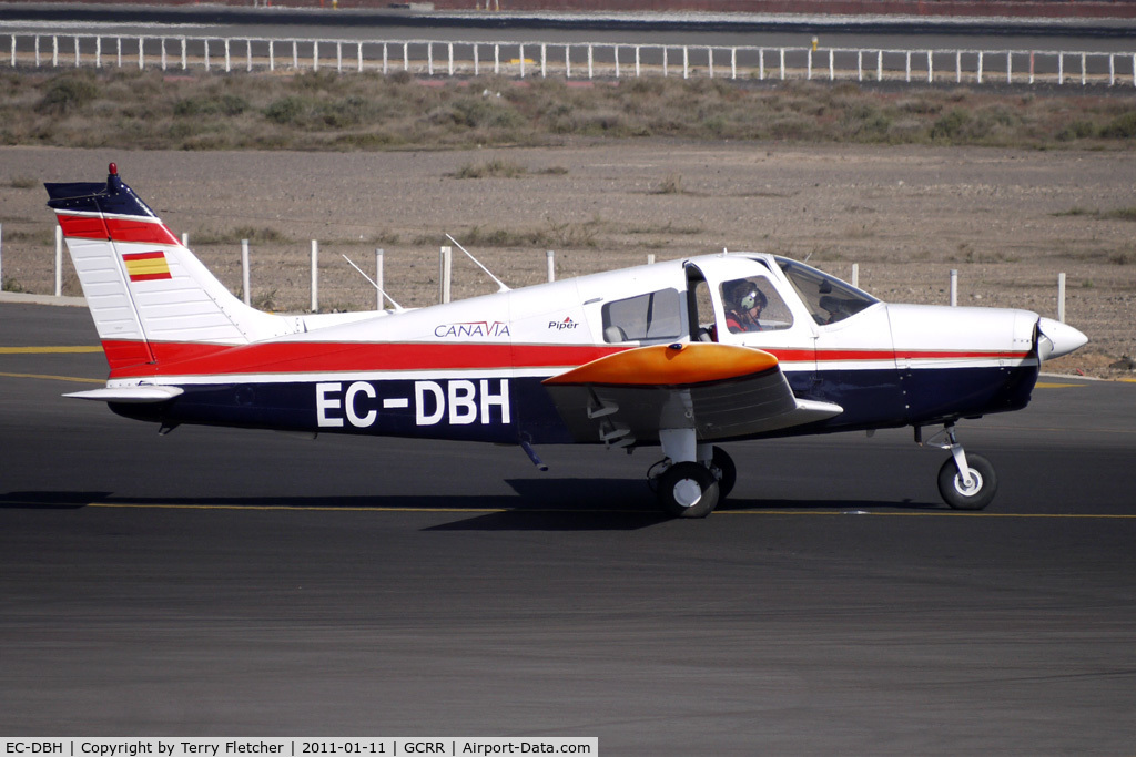 EC-DBH, Piper PA-28-140F Cherokee Cruiser C/N 28-7725281, Canavia's Cherokee Cruiser gets some fresh air at the holding point at Lanzarote