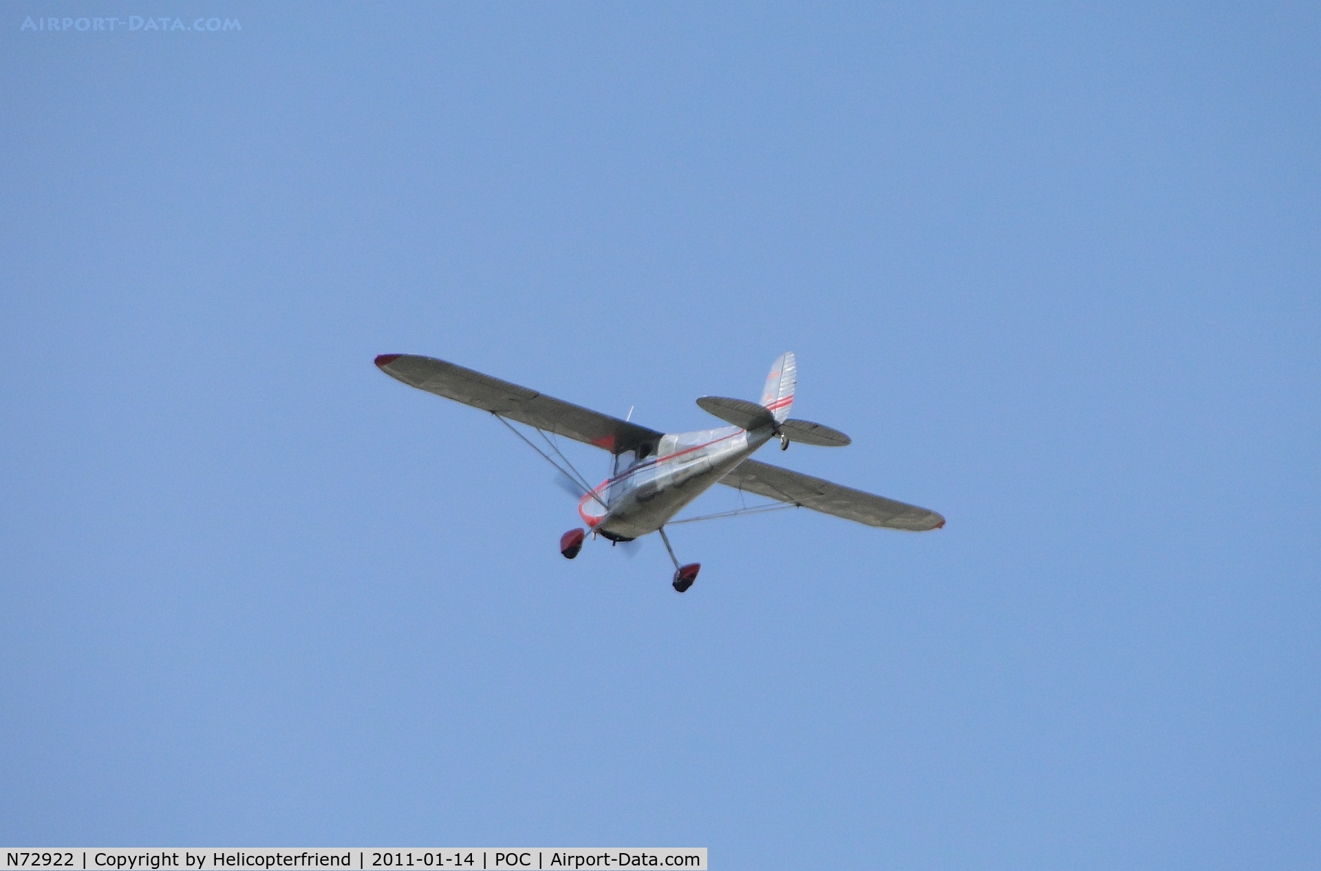 N72922, 1946 Cessna 140 C/N 10120, Part of the four ship diamond formation passing over Brackett
