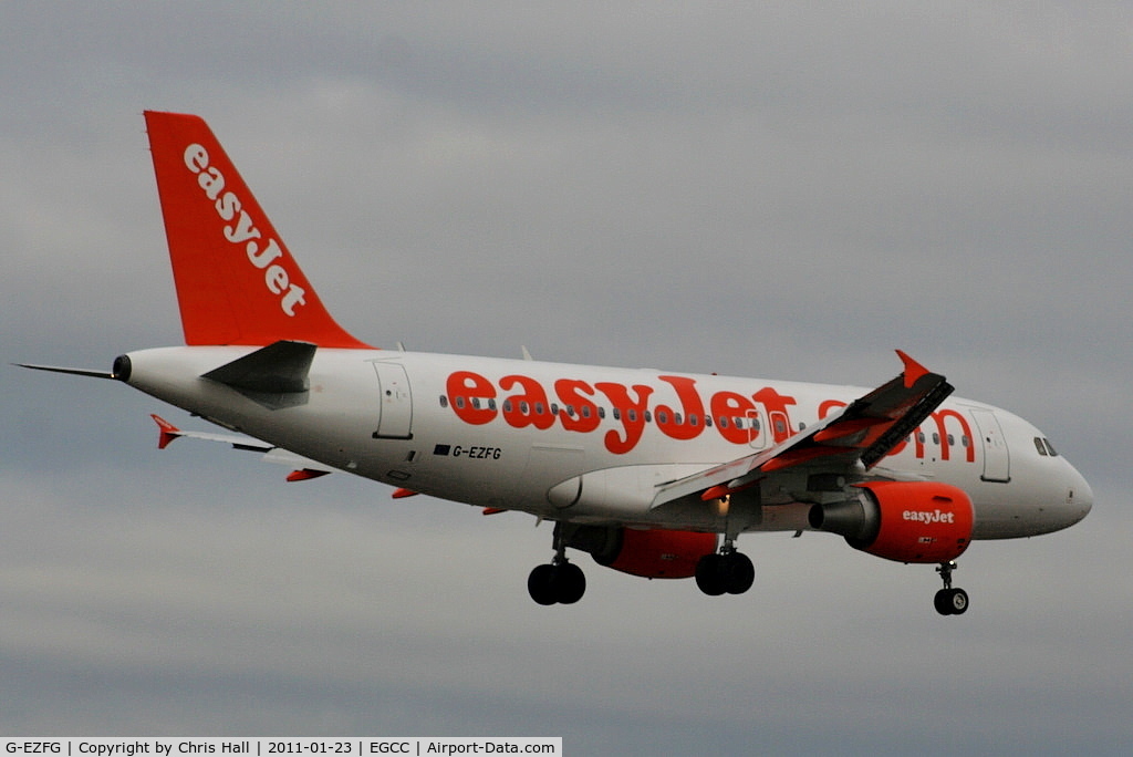 G-EZFG, 2009 Airbus A319-111 C/N 3845, Easyjet A319 on approach for RW05L