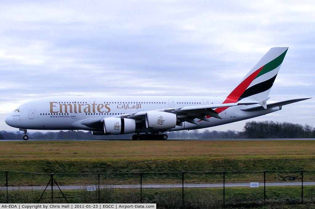 A6-EDA, 2007 Airbus A380-861 C/N 011, Emirates A380 making its first visit to MAN