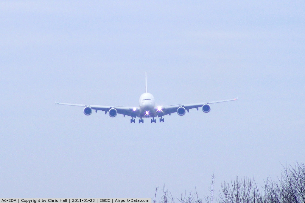 A6-EDA, 2007 Airbus A380-861 C/N 011, Emirates A380 on approach for RW05R