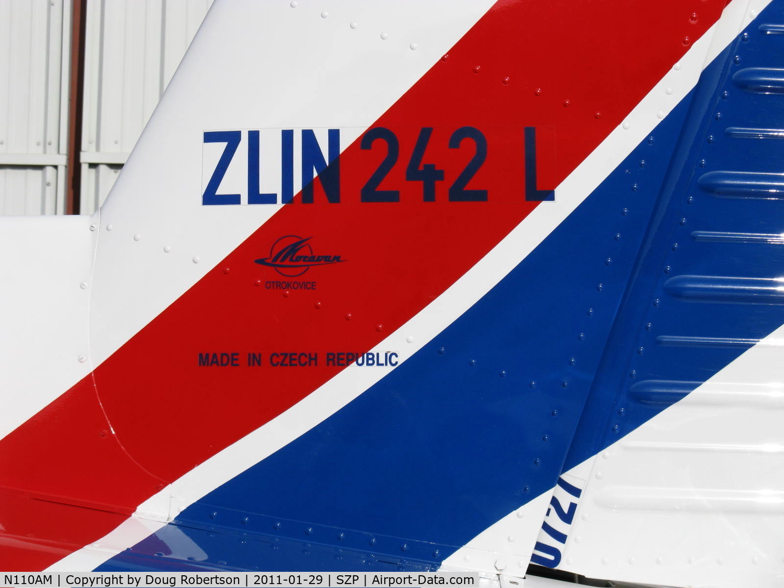 N110AM, 1996 Zlin Z-242L C/N 0727, 1996 Moravan ZLIN 242L, Lycoming AEIO-360-B 200 Hp full inverted flight systems, tail data