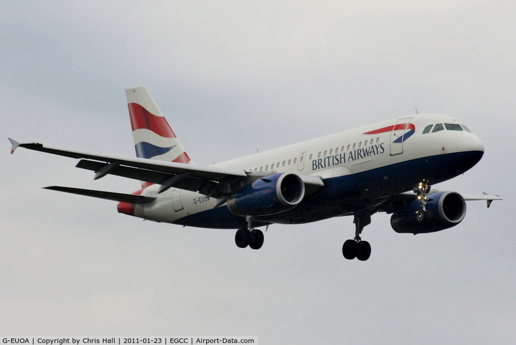 G-EUOA, 2001 Airbus A319-131 C/N 1513, British Airways A319 on approach for RW05L