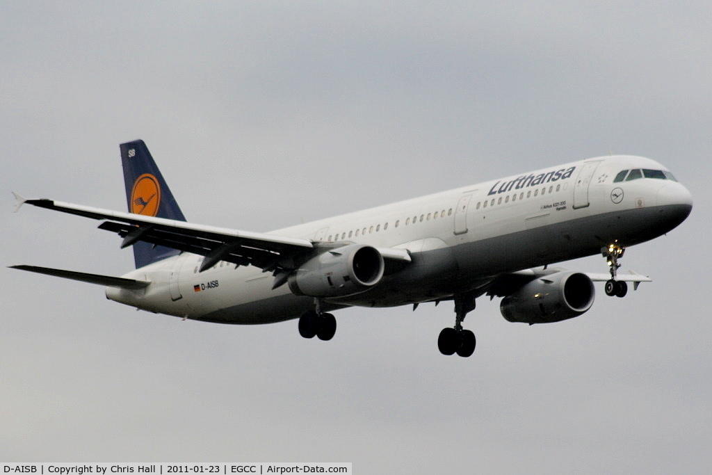 D-AISB, 1999 Airbus A321-231 C/N 1080, Lufthansa A321 on approach for RW05L