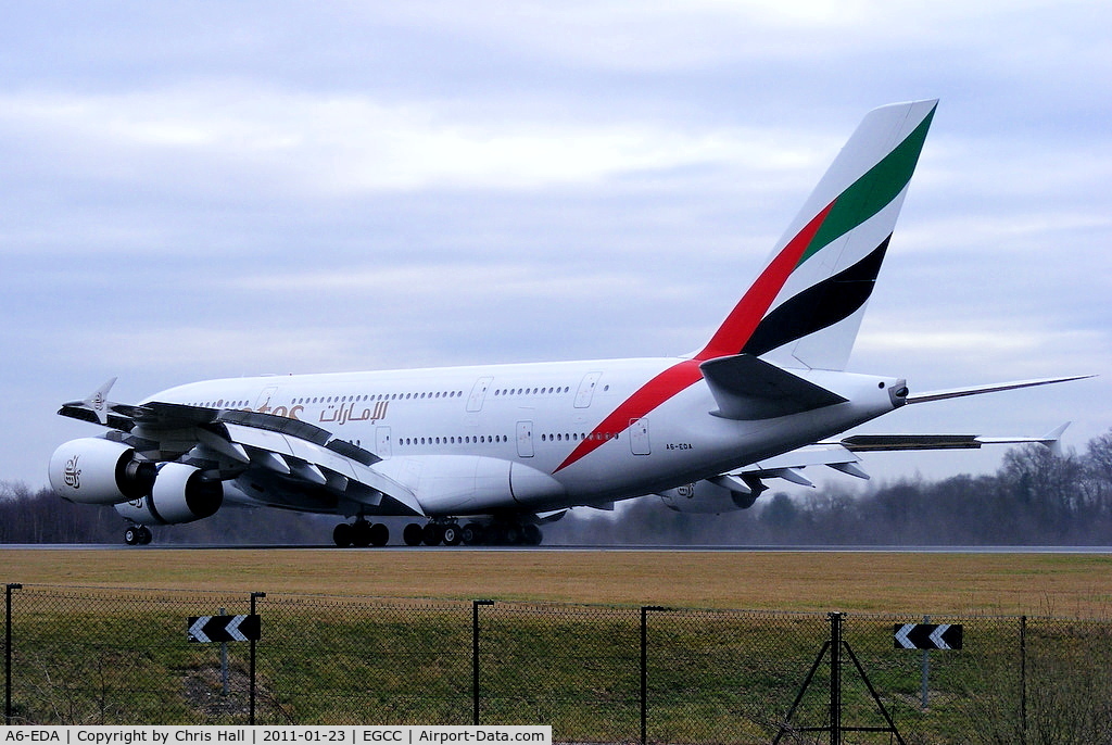 A6-EDA, 2007 Airbus A380-861 C/N 011, Emirates A380 making its first visit to MAN