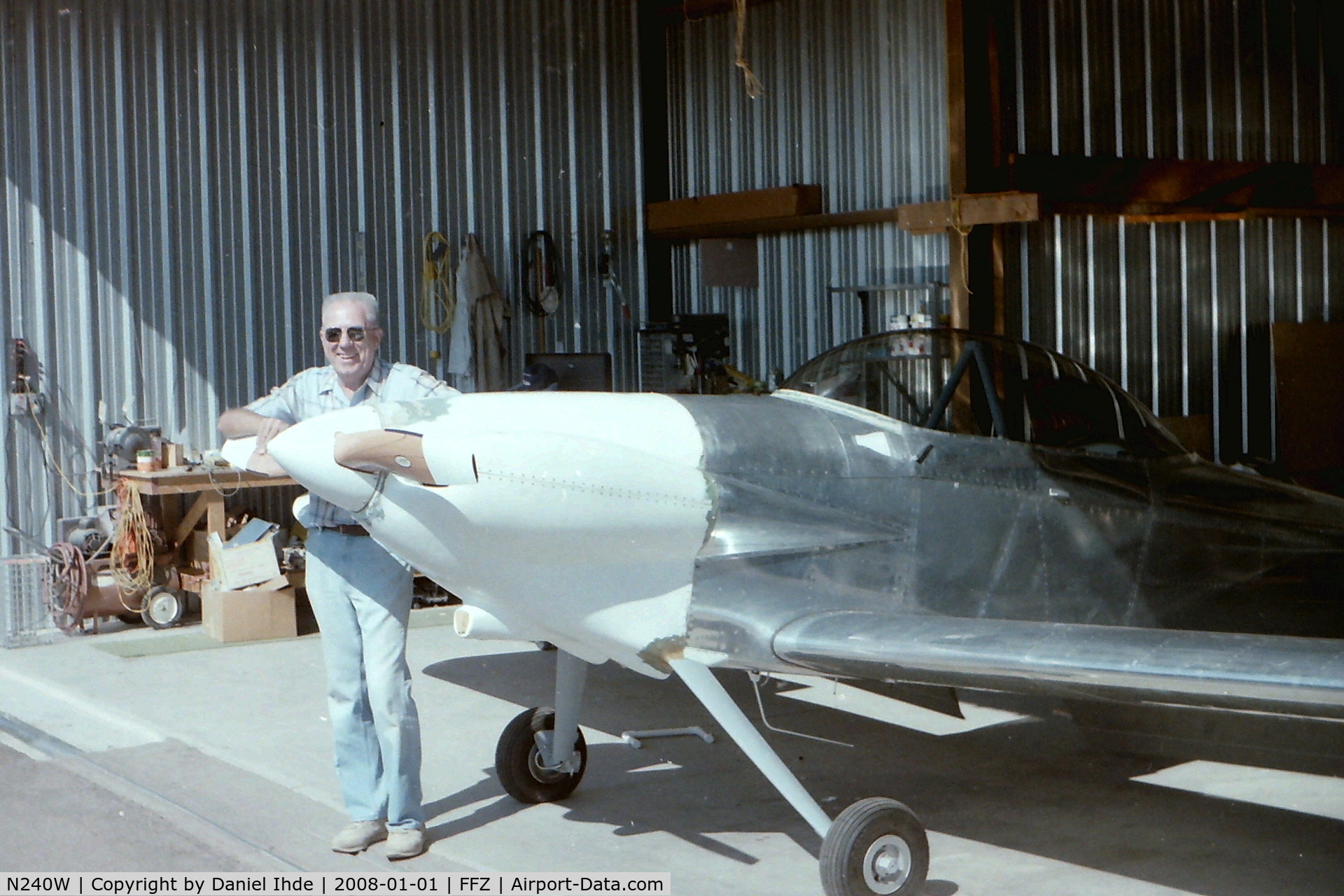 N240W, Vans RV-4 C/N 24, Glenn Welsh and his nearly completed N240W photographed at Falcon Field AZ, in the spring of 1988