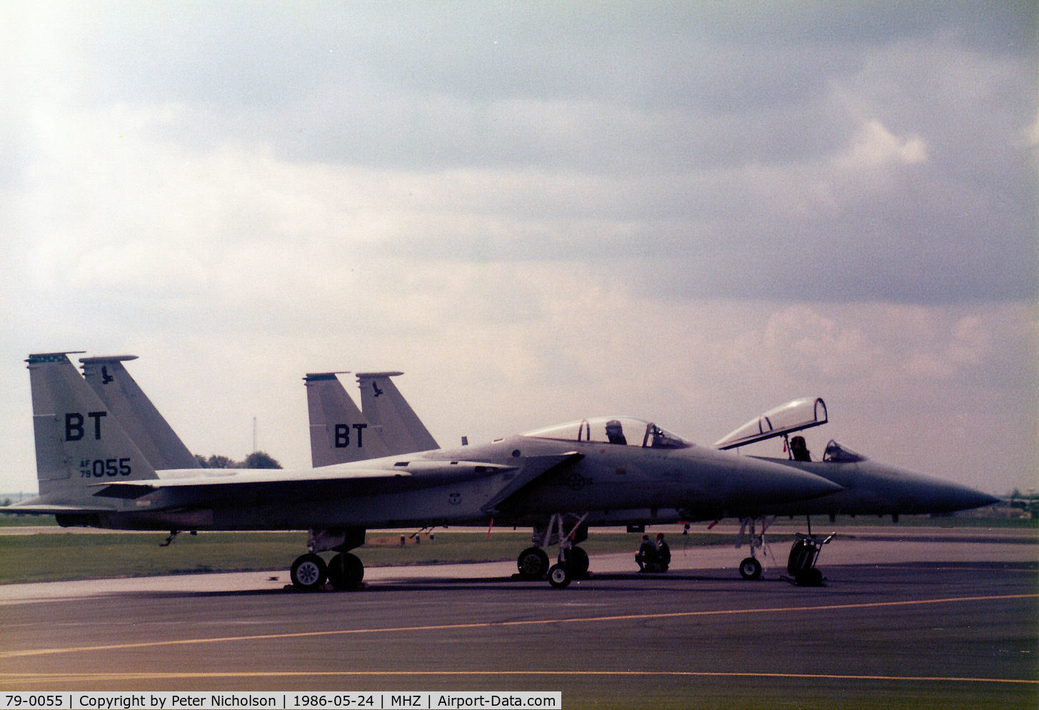 79-0055, 1979 McDonnell Douglas F-15C Eagle C/N 0599/C124, F-15C Eagle of Bitburg's 525th Tactical Fighter Squadron/36th Tactical Fighter Wing on the flight-line at the 1986 RAF Mildenhall Air Fete.