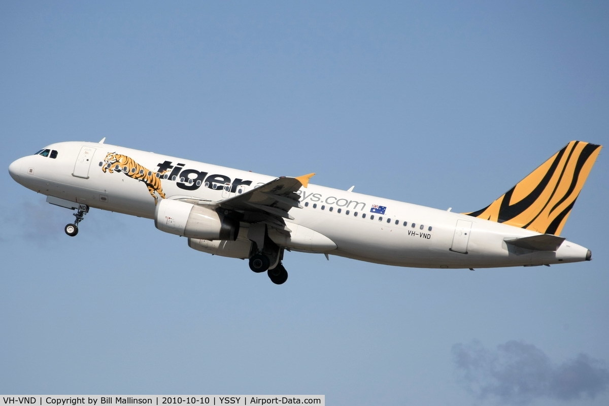 VH-VND, 2007 Airbus A320-232 C/N 3296, catch this Tiger by the tail