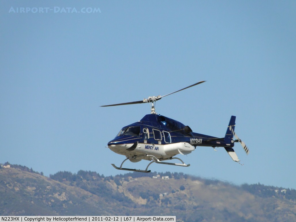N223HX, 1984 Bell 222U C/N 47511, Returning from delivering a child to Loma Linda University Hospital