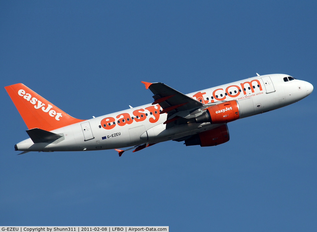 G-EZEU, 2004 Airbus A319-111 C/N 2283, Taking off rwy 14L